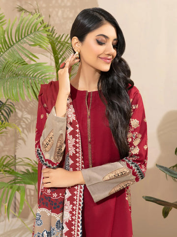 Limelight Winter printed khaddar Unstitched 3Pc Suit U2609 Red
