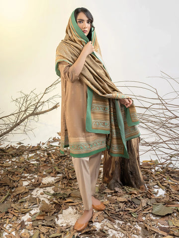 Limelight Winter printed khaddar Unstitched 3Pc Suit U2623 Beige