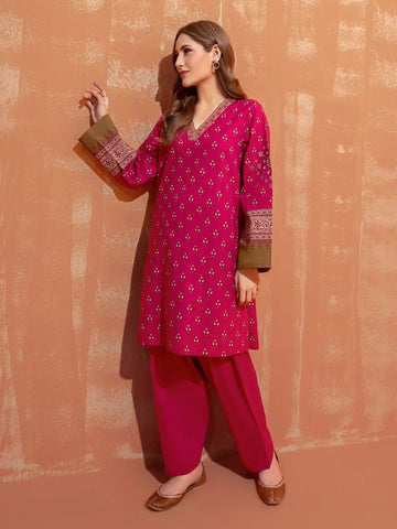 Limelight Winter printed khaddar Unstitched 2pc Suit U2671 Pink