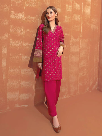 Limelight Winter printed khaddar Unstitched 2pc Suit U2671 Pink