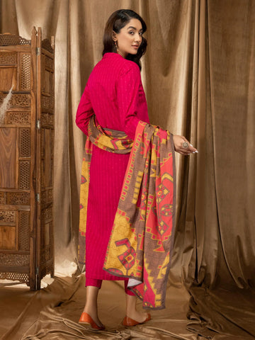Limelight Winter printed khaddar Unstitched 3Pc Suit U2675 Pink