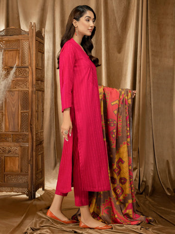 Limelight Winter printed khaddar Unstitched 3Pc Suit U2675 Pink
