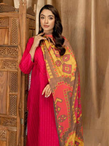 Limelight Winter printed khaddar Unstitched 3Pc Suit U2675 Pink