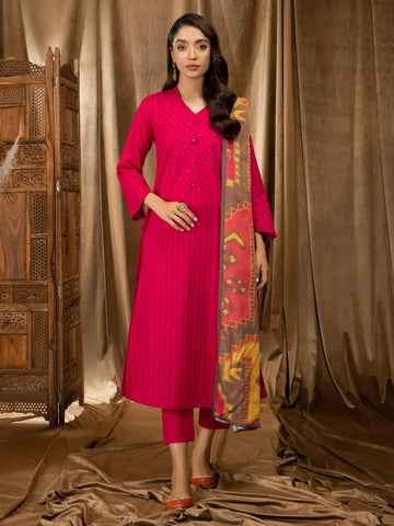 Limelight Winter printed khaddar Unstitched 3Pc Suit U2675 Pink
