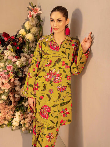 Limelight Winter printed khaddar Unstitched Single Shirt U3098 Apple Green