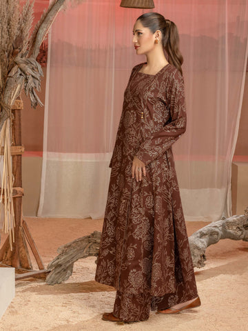 Limelight Winter printed khaddar Unstitched Single Shirt U3102 Brown