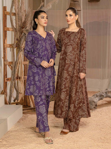 Limelight Winter printed khaddar Unstitched Single Shirt U3102 Brown