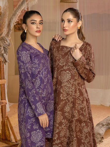 Limelight Winter printed khaddar Unstitched Single Shirt U3102 Brown