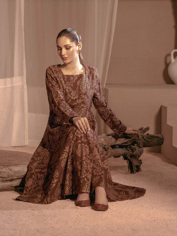 Limelight Winter printed khaddar Unstitched Single Shirt U3102 Brown