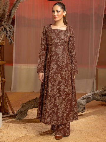 Limelight Winter printed khaddar Unstitched Single Shirt U3102 Brown