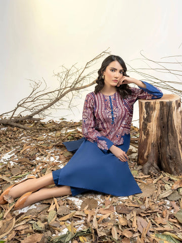 Limelight Winter printed khaddar Unstitched Single Shirt U3103 Blue