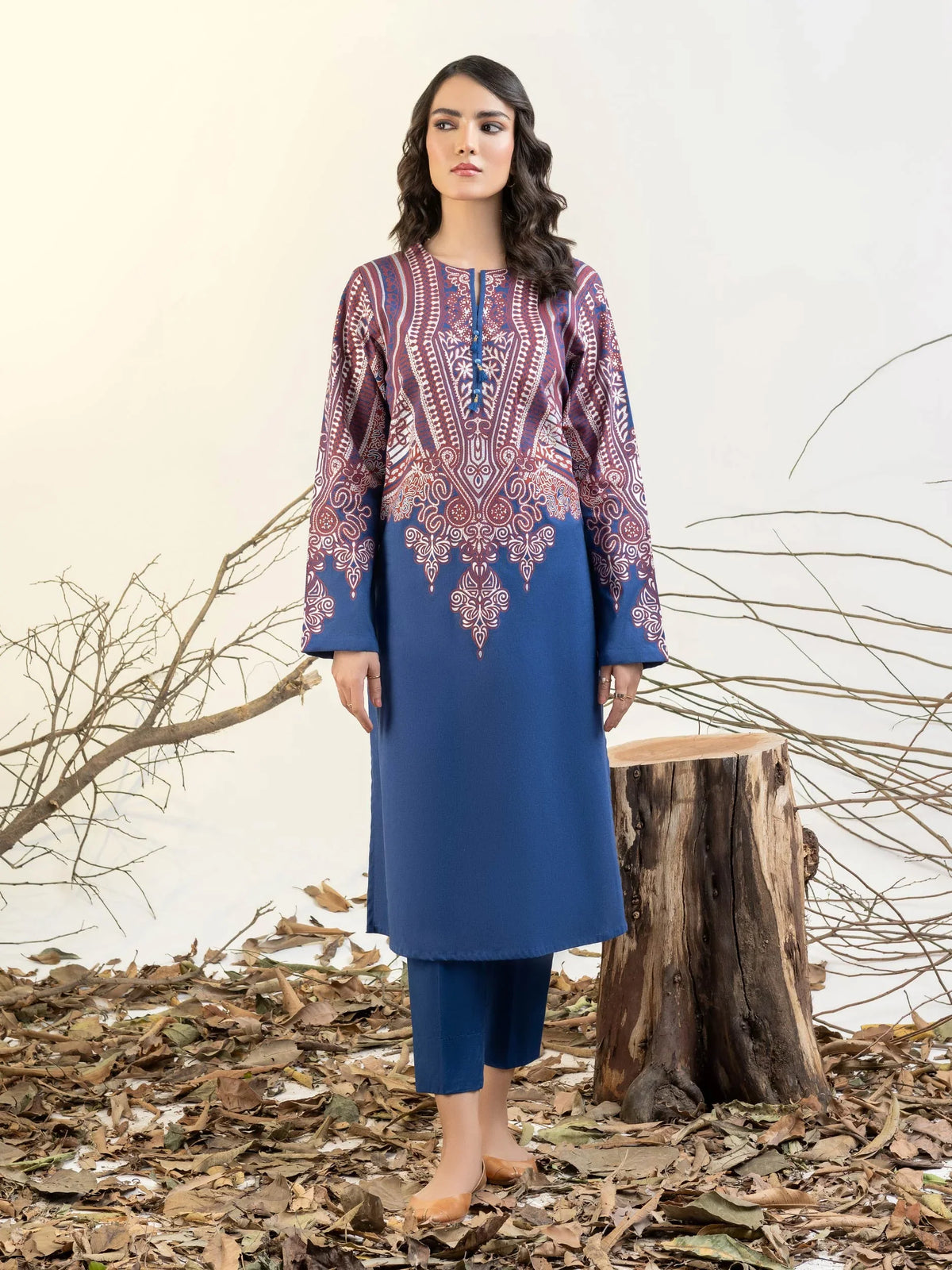 Limelight Winter printed khaddar Unstitched Single Shirt U3103 Blue