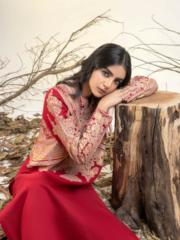 Limelight Winter printed khaddar Unstitched Single Shirt U3103 Red