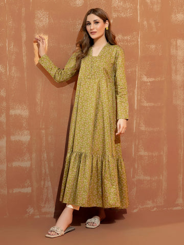Limelight Winter printed cotton Unstitched Single Shirt U3111 Olive Green