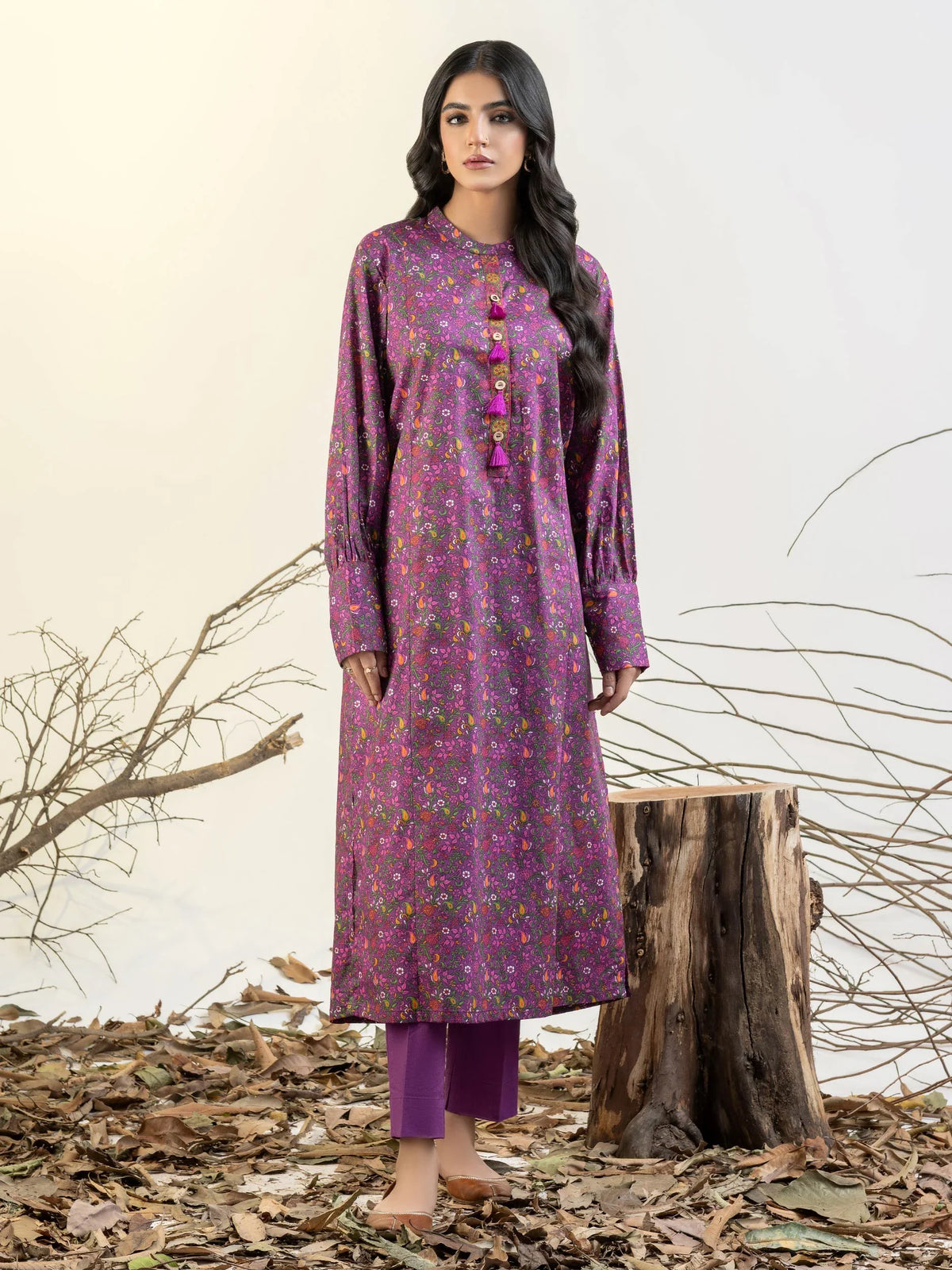 Limelight Winter printed cotton Unstitched Single Shirt U3112 Purple