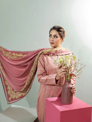 Limelight Winter printed khaddar Unstitched 2pc Suit U3114 Pink