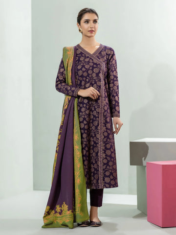 Limelight Winter printed khaddar Unstitched 2pc Suit U3114 Purple