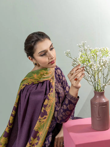 Limelight Winter printed khaddar Unstitched 2pc Suit U3114 Purple