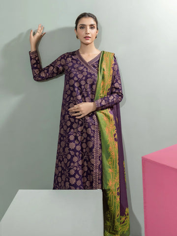 Limelight Winter printed khaddar Unstitched 2pc Suit U3114 Purple