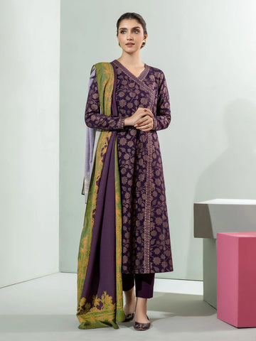 Limelight Winter printed khaddar Unstitched 2pc Suit U3114 Purple