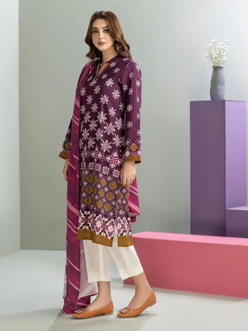 Limelight Winter printed Cotton Unstitched 2pc Suit U3126 Purple