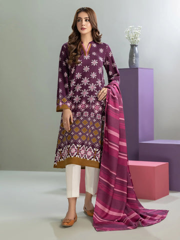 Limelight Winter printed Cotton Unstitched 2pc Suit U3126 Purple