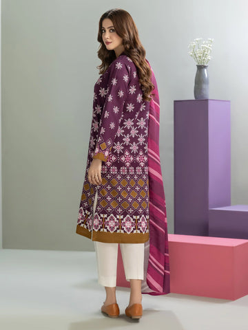 Limelight Winter printed Cotton Unstitched 2pc Suit U3126 Purple