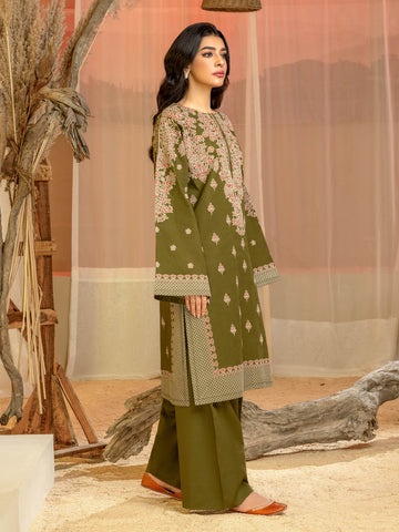 Limelight Winter printed khaddar Unstitched 2pc Suit U3132 Olive Green