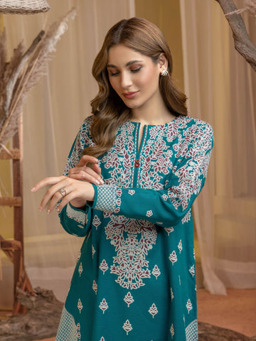 Limelight Winter printed khaddar Unstitched 2pc Suit U3132 Teal