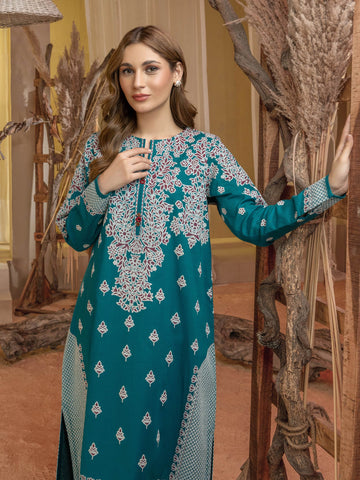 Limelight Winter printed khaddar Unstitched 2pc Suit U3132 Teal