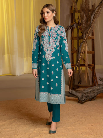 Limelight Winter printed khaddar Unstitched 2pc Suit U3132 Teal
