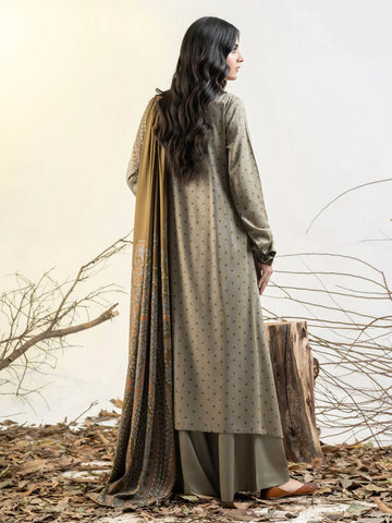 Limelight Winter printed linen Unstitched 3Pc Suit U3151 Beige