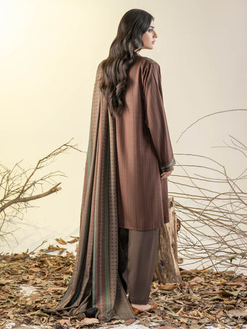 Limelight Winter printed Linen Unstitched 3Pc Suit U3152 Brown