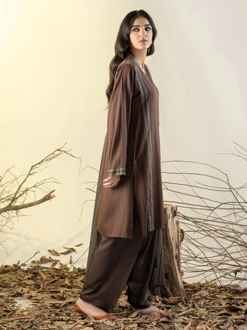 Limelight Winter printed Linen Unstitched 3Pc Suit U3152 Brown
