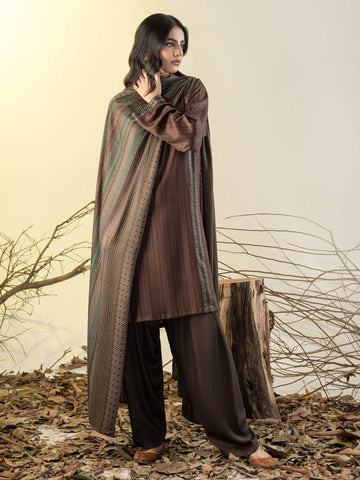 Limelight Winter printed Linen Unstitched 3Pc Suit U3152 Brown