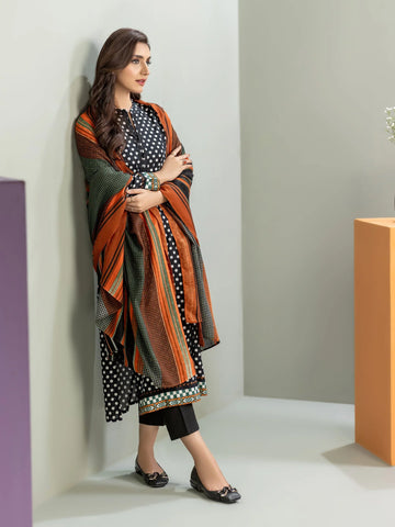 Limelight Winter printed khaddar Unstitched 2pc Suit U3237 Black