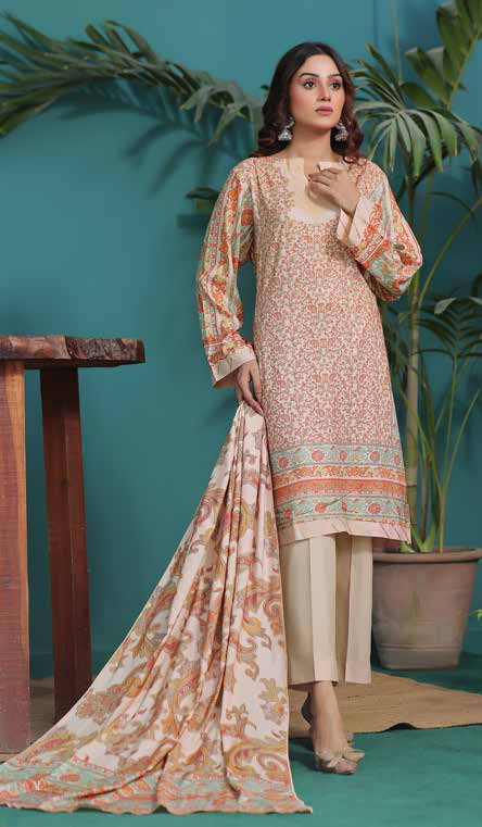 Zoella Baseerat Cotail Digital Printed 3pc Unstitched suit ZLCOT-0012
