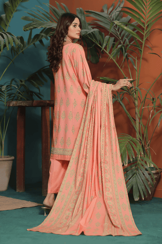 Zoella ZAIB TAN Dhanak Unstitched 3pc suit ZLDHN-0015