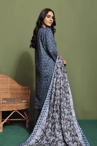 Zoella ZAIB TAN Dhanak Unstitched 3pc suit ZLDHN-0020