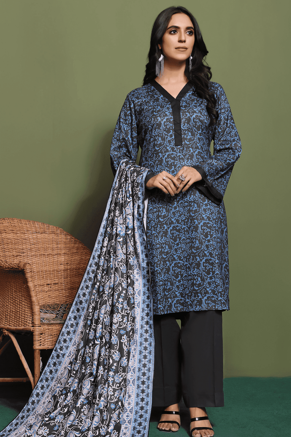Zoella ZAIB TAN Dhanak Unstitched 3pc suit ZLDHN-0020