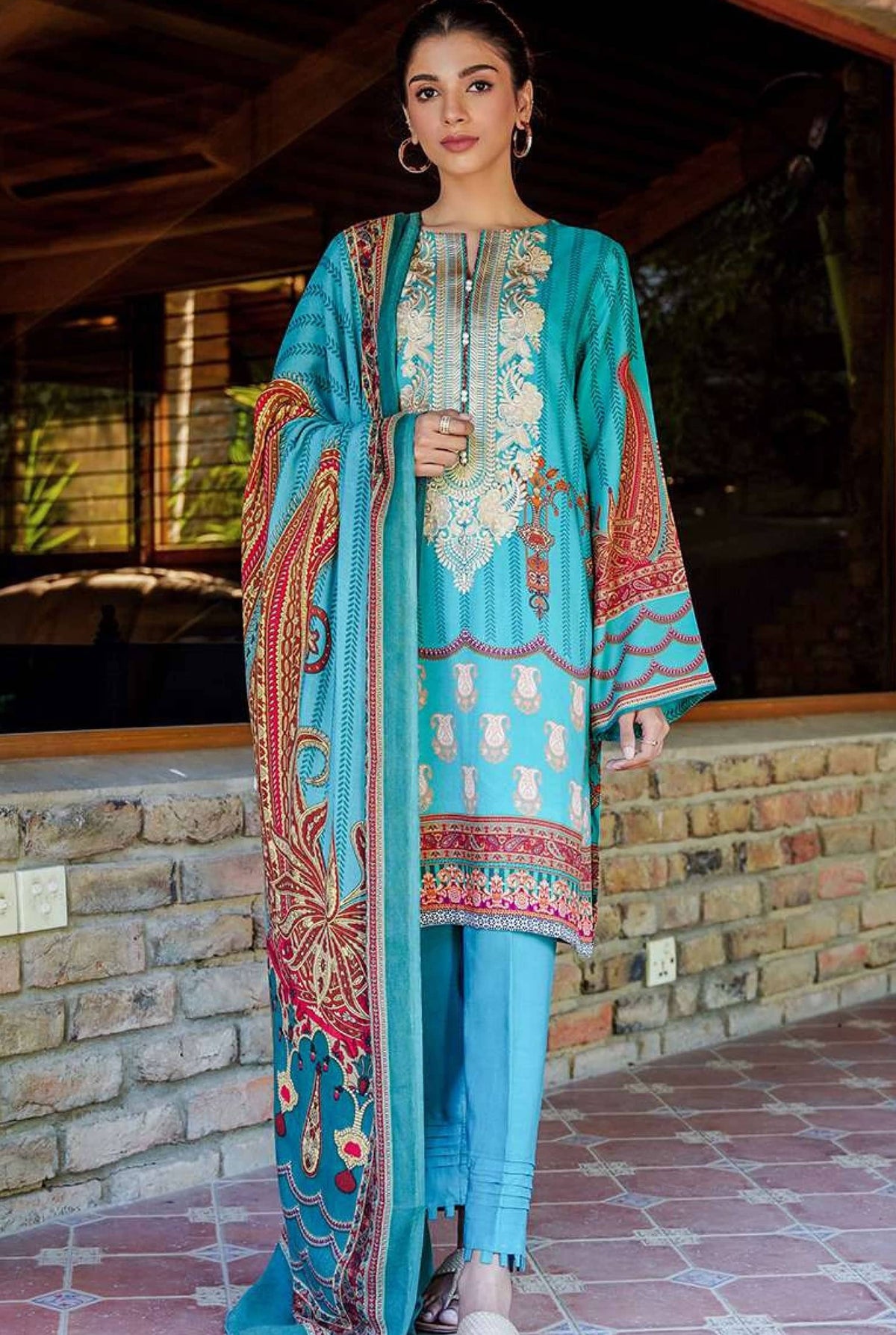 Zellbury Unstitched Embroidered Khaddar Dress(MS-390)
